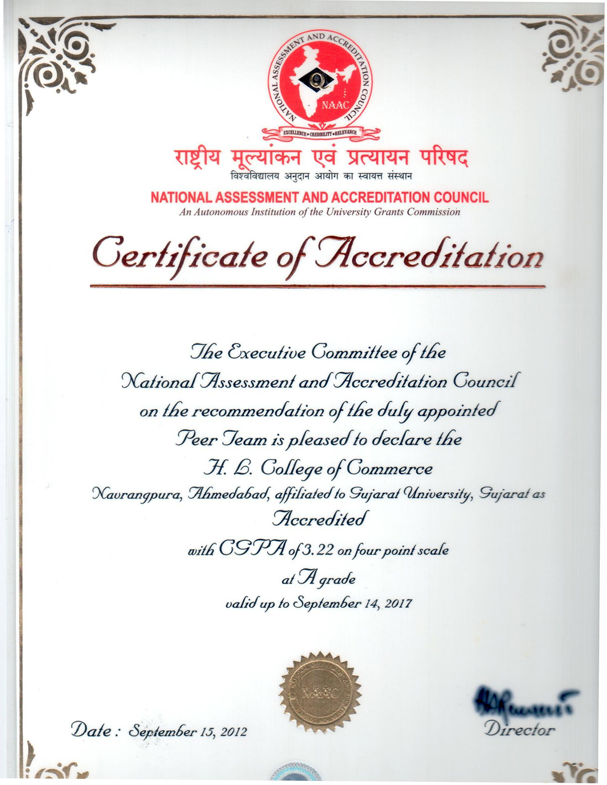 Accreditation - H L College of Commerce