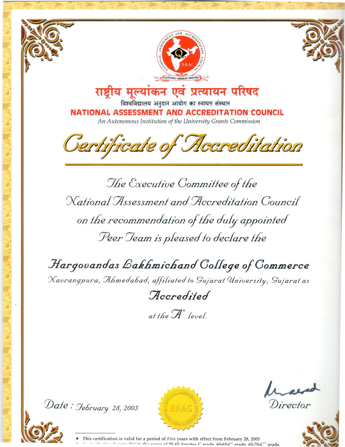 Accreditation - H L College of Commerce